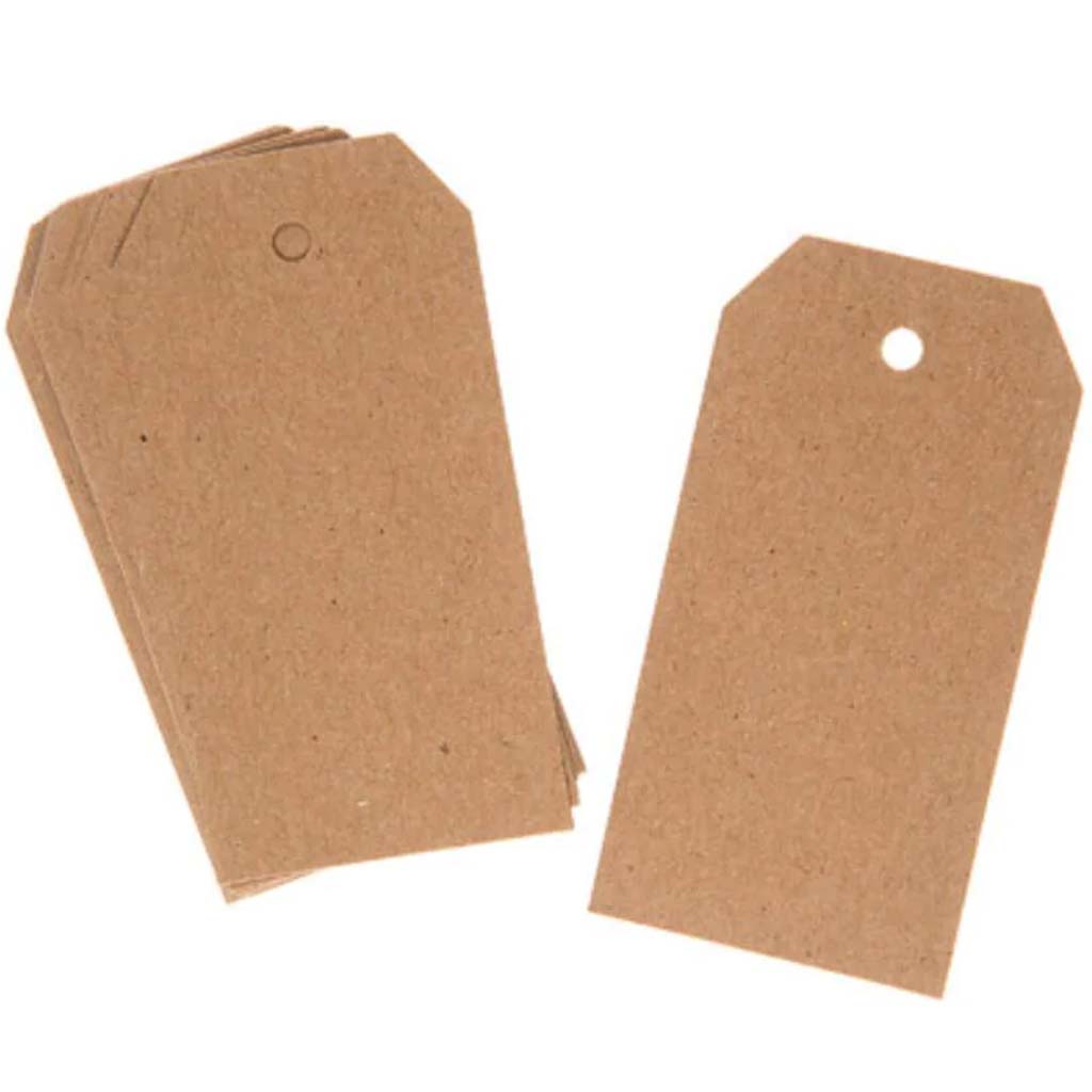 Solid Kraft Rectangle Paper Tags: 2 x 3in, 20 pieces 