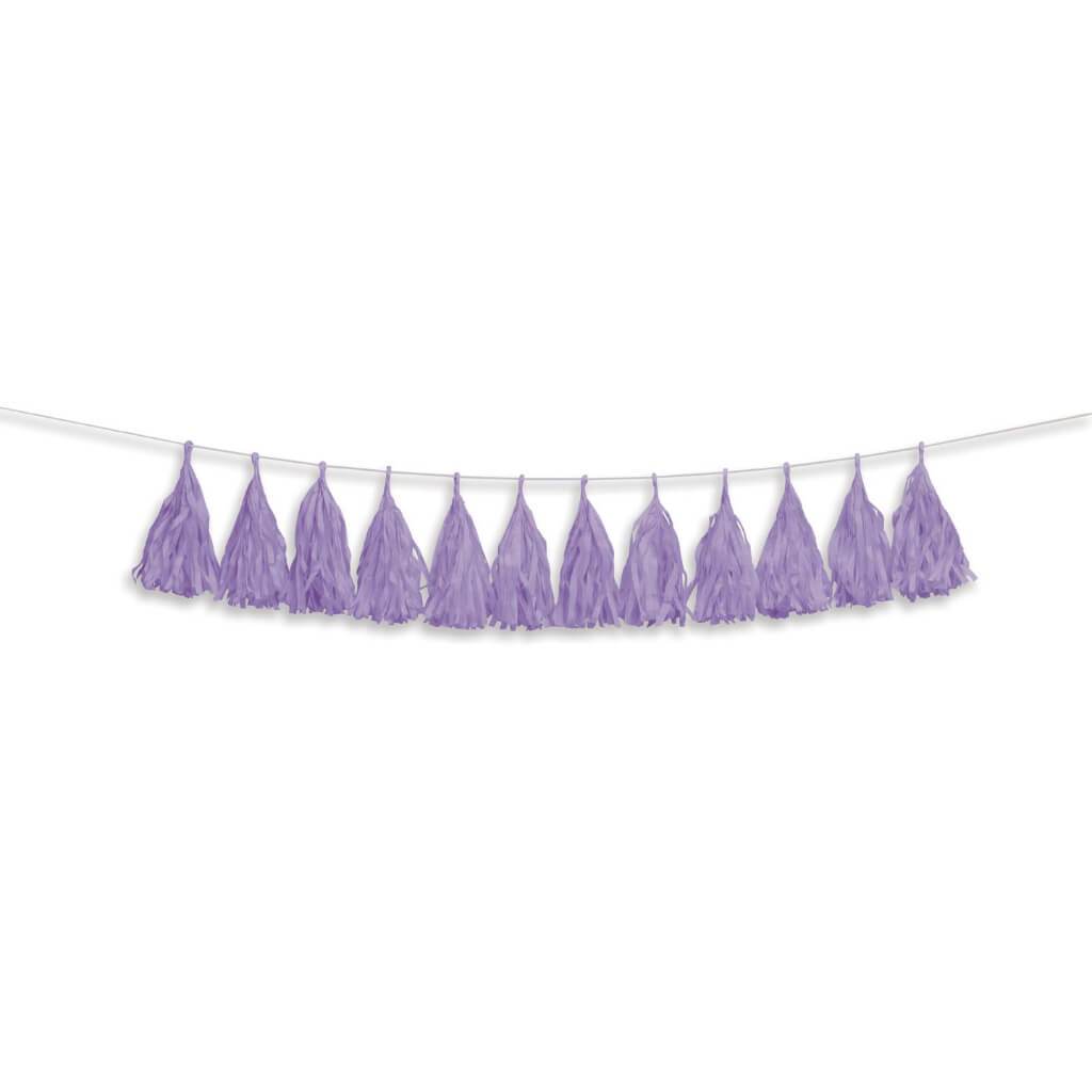 TISSUE TASSEL GARLAND LAVENDER 