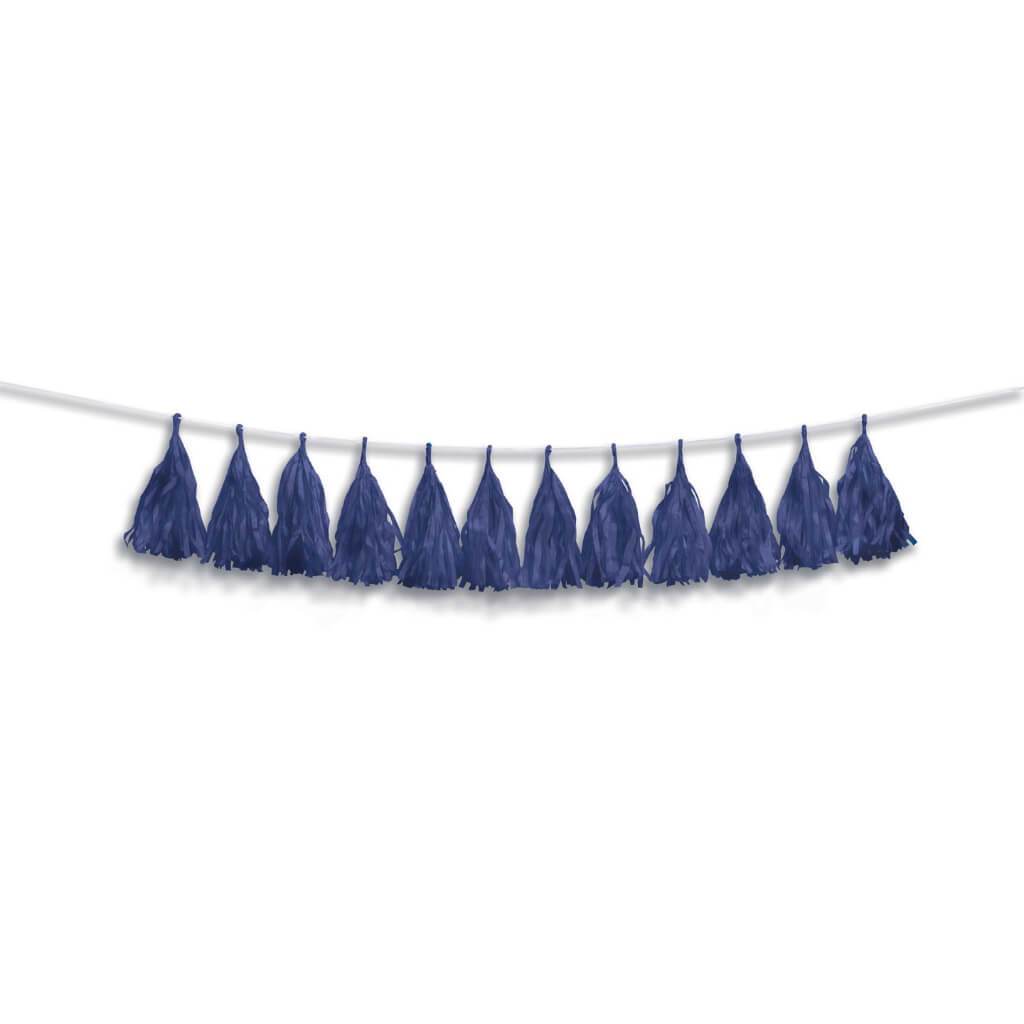 TISSUE TASSEL GARLAND NAVY 