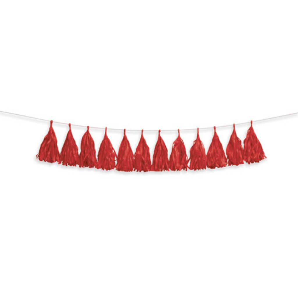 Red Tissue Tassel Garland 