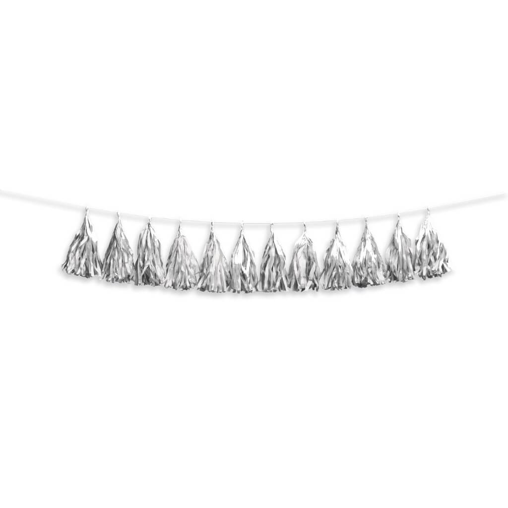 TISSUE TASSEL GARLAND SILVER 