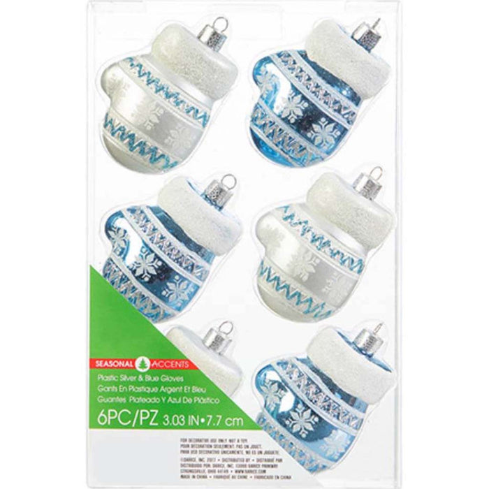 Silver & Blue Glove Ornaments 