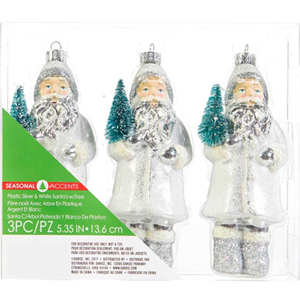 Santa with Tree Winter Wonderland Ornaments, 3pc 