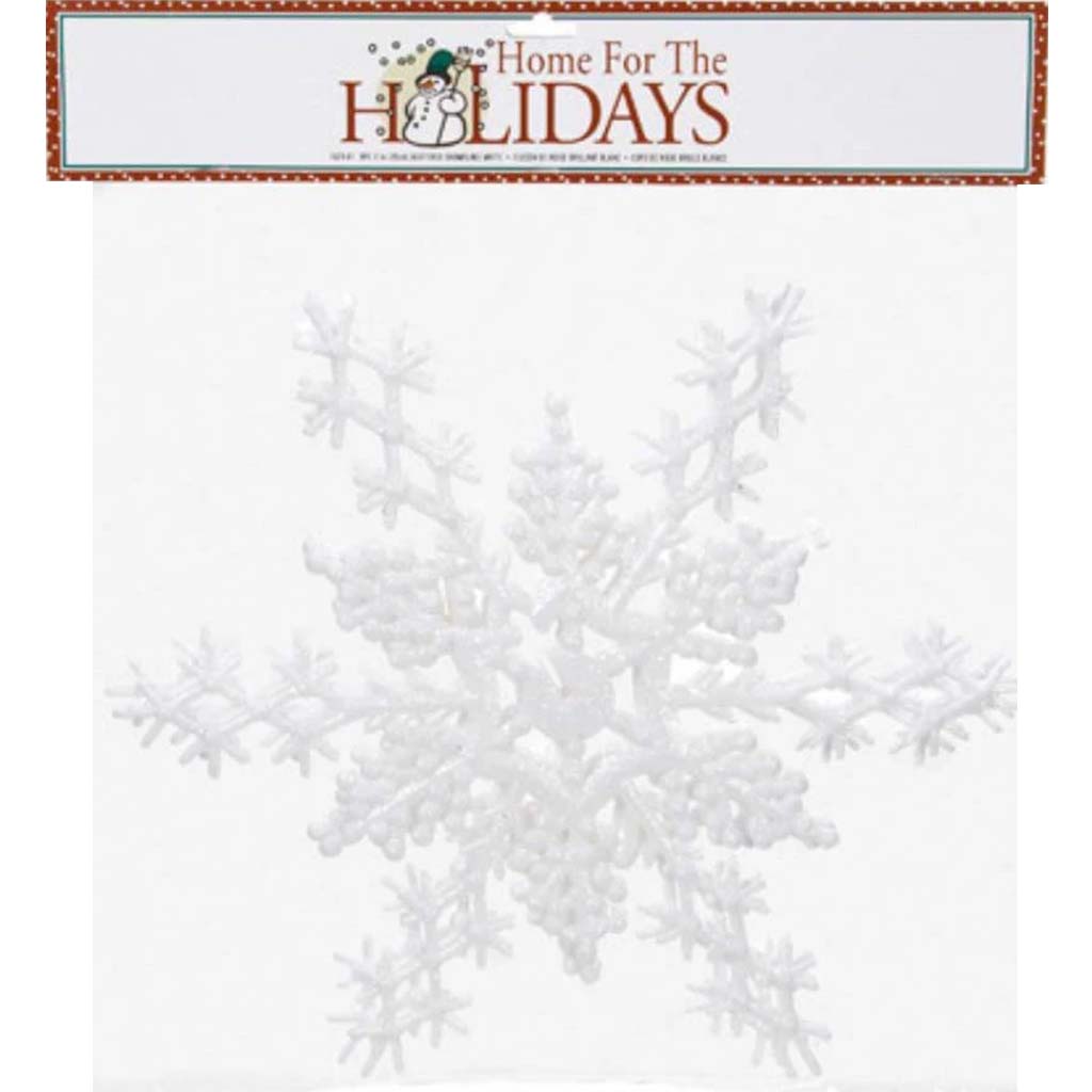 Snowflake Ornament Glittered White 11 inches 3 pieces 