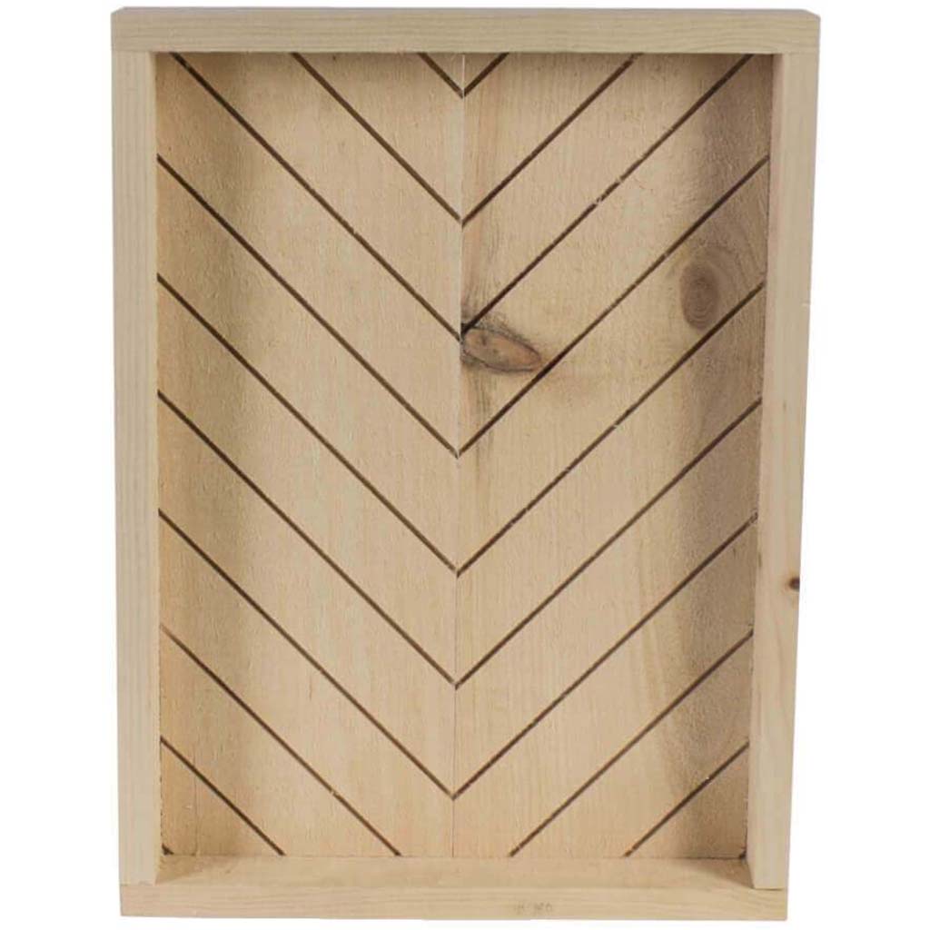 Wooden Chevron Tray 11in x 15in 