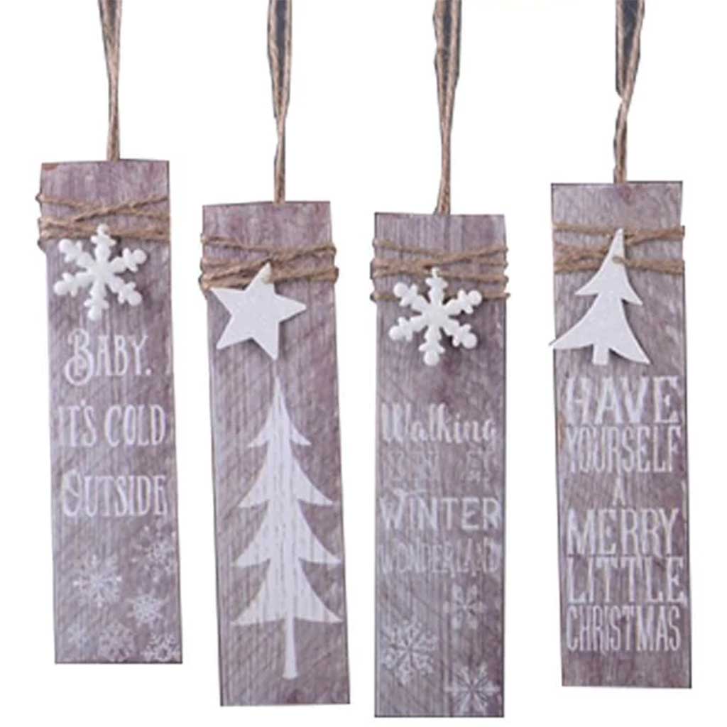 Wood Panel Winter Tag Decor 