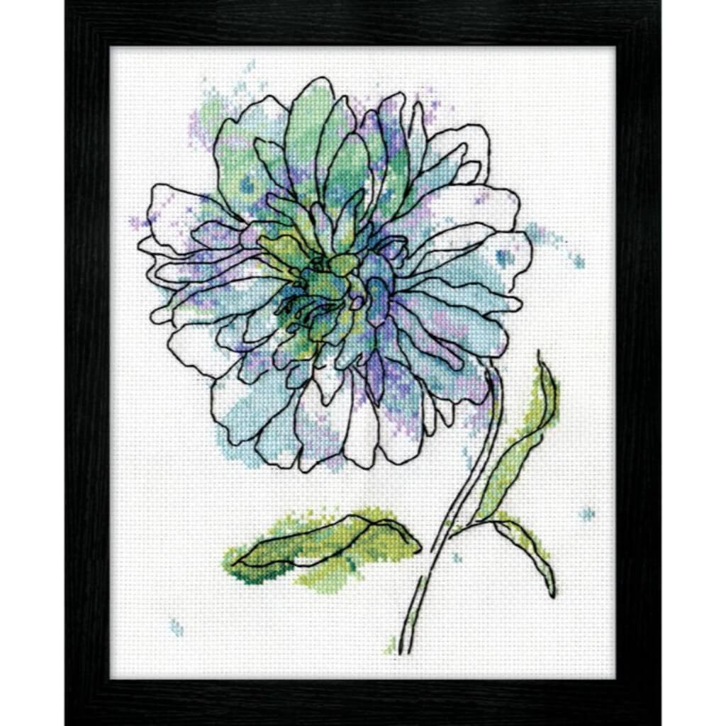 Cross Stitch Kit Blue Floral 8 X 10 