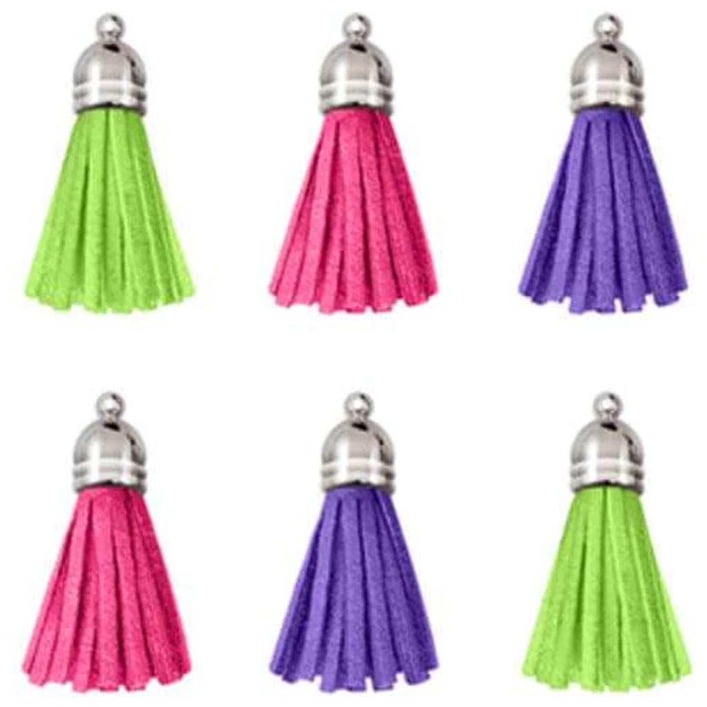 LEATHERETTE TASSELS X6 ASST GLAM 2.5CM 