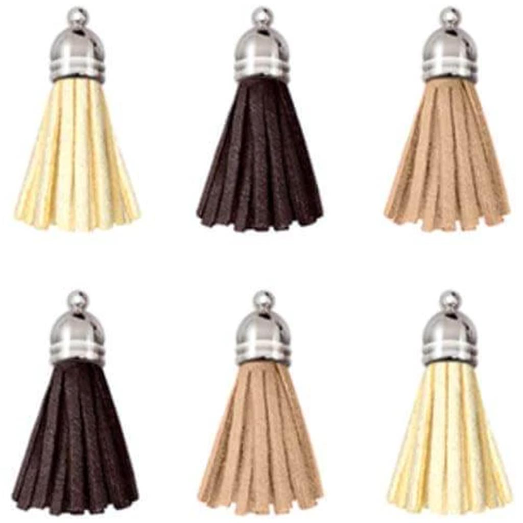 LEATHERETTE TASSELS X6 ASST AU NATUREL 2.5CM 