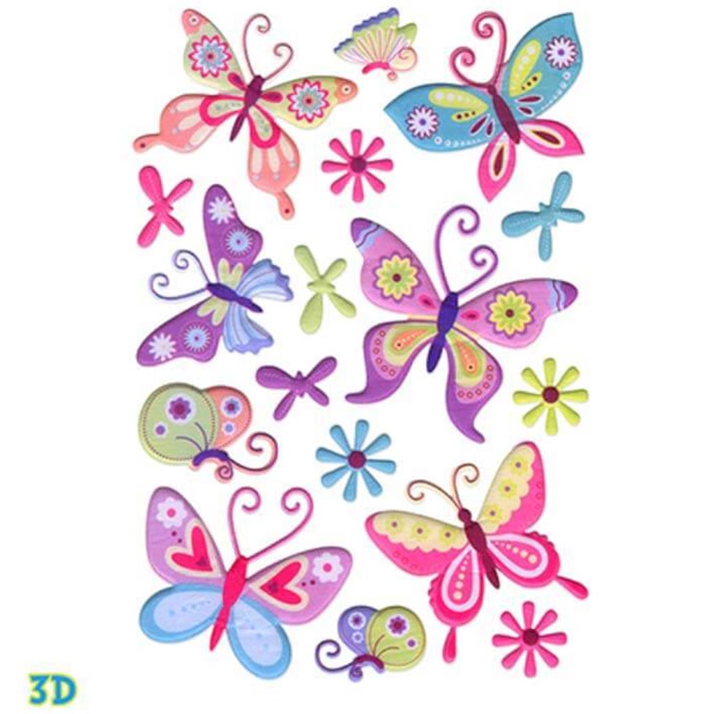 GLITTER PUFFY KID&#39;S WALL DECOR BUTTERFLY BLAST 10.63&quot;X15.35&quot; 