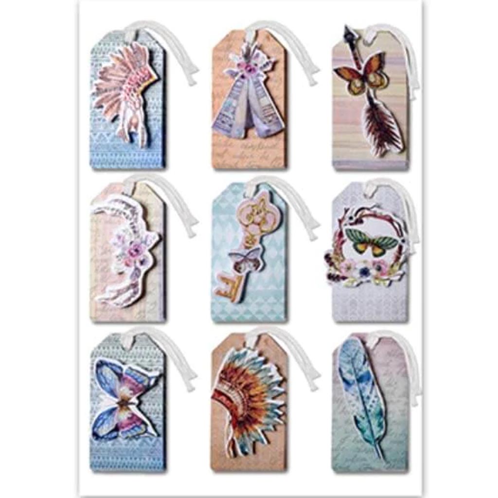 3D VINTAGE TAGS X9 TRIBAL 4.37"X6.37" 