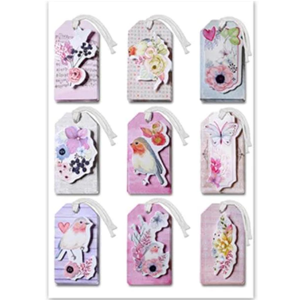 3D VINTAGE TAGS X9 FLORAL FAD 4.37"X6.37" 