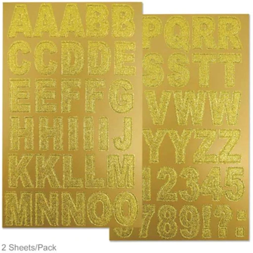 CHIPBOARD GLITTER LETTERS 14.5CMX24CM GOLD 