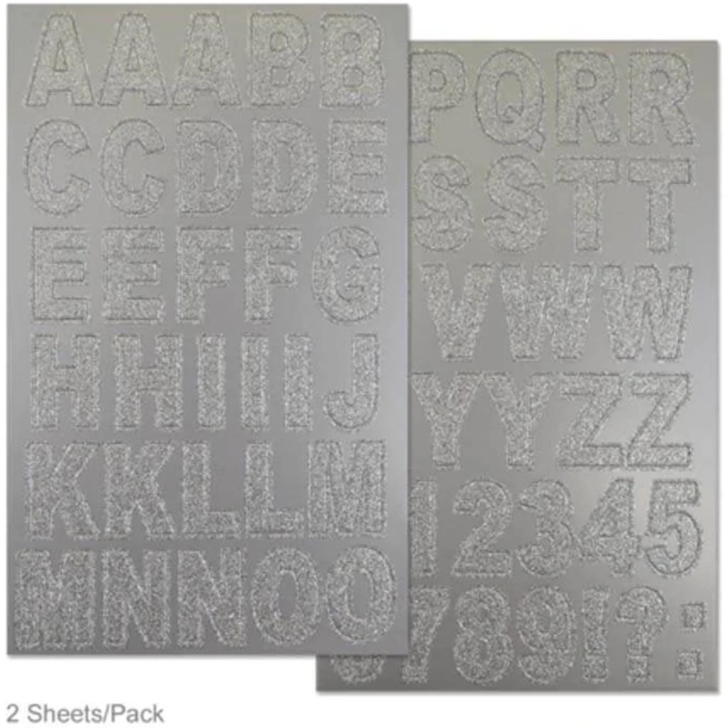 CHIPBOARD GLITTER LETTERS 14.5CMX24CM SILVER 