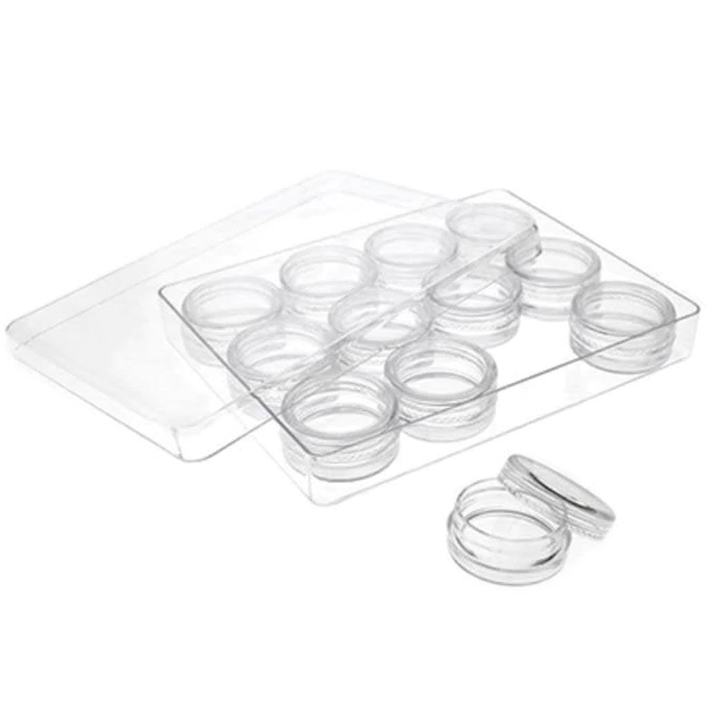 SCREW-TOP MINI CANISTERS X12 IN STORAGE BOX 3X1.3CM 