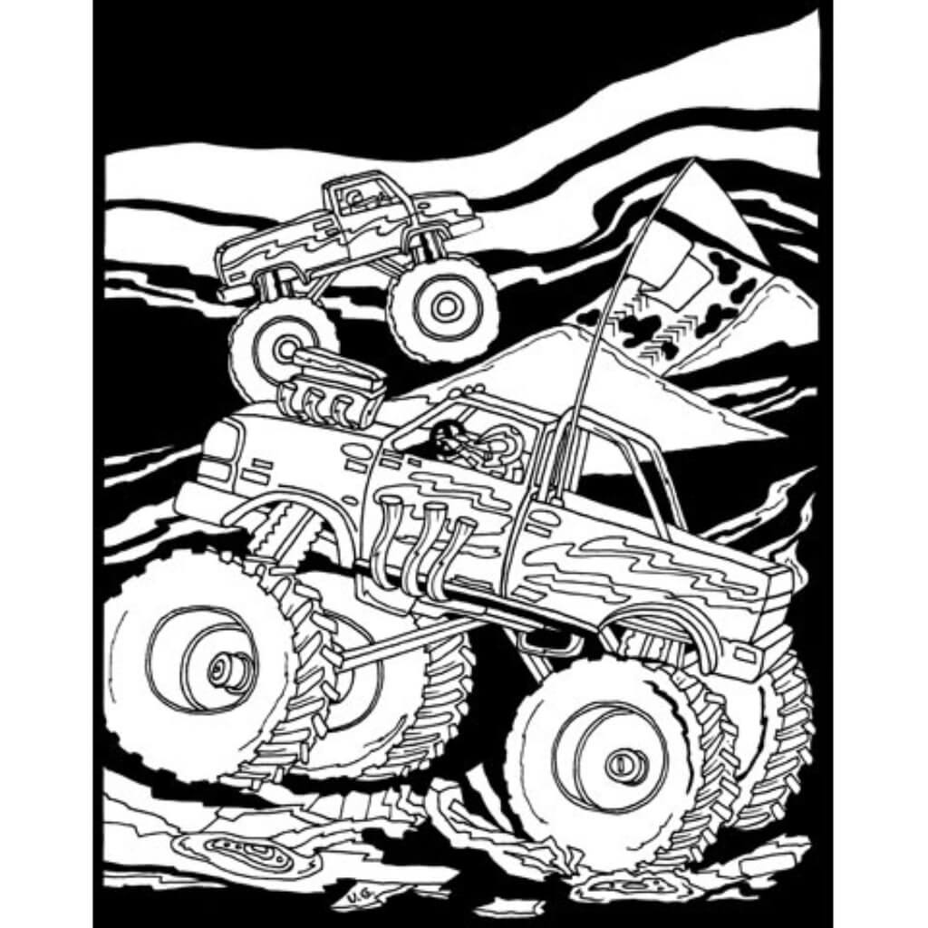 Velvet Color-In Poster Monster Trucks 16 x 20 inches 