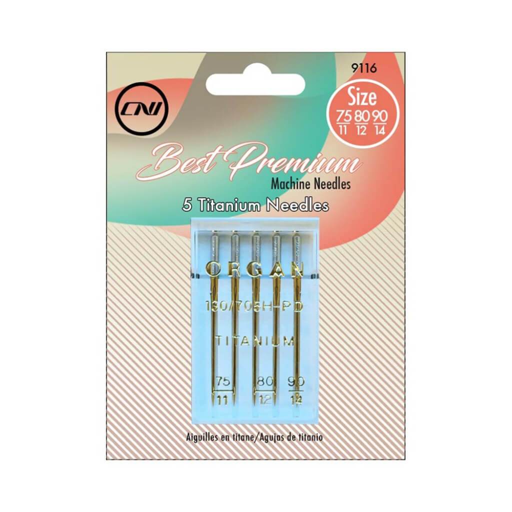 5 Titanium Needles Size 75/11-80/12-90/14 