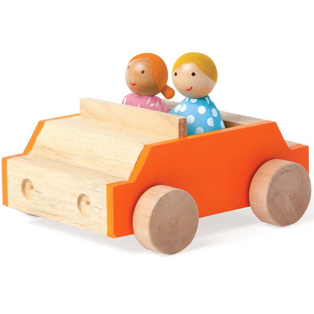 Manhattan Toy Mio Car + 2 Bean Bag People Peg Dolls