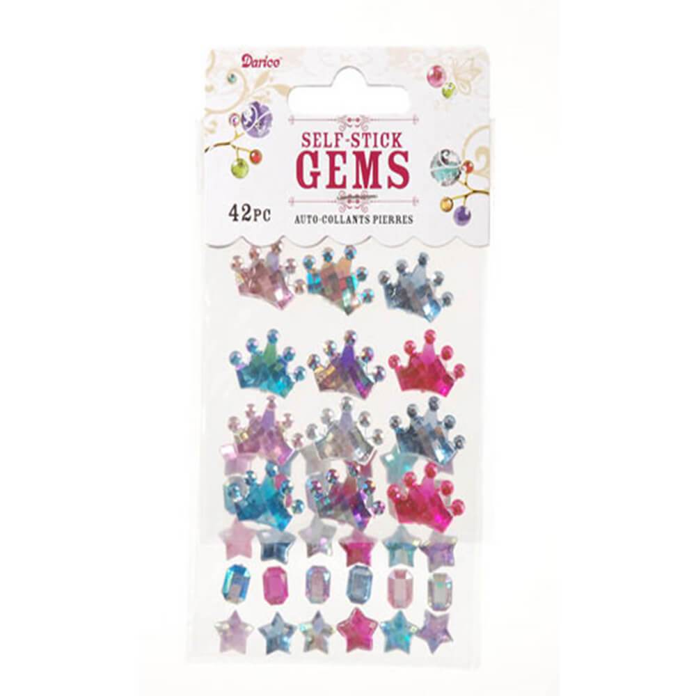 Stick On Rhinestones Tiara, Gem and Star Periwinkle Colors 42 pieces 