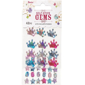 Stick On Rhinestones Tiara, Gem and Star Periwinkle Colors 42 pieces 