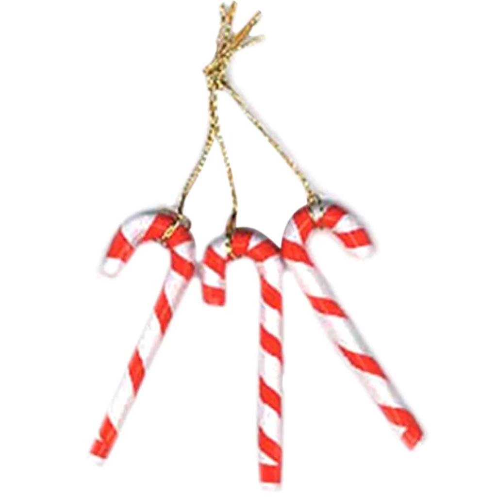 Plastic Candy Cane with Hanger 2 inches 3 pieces 