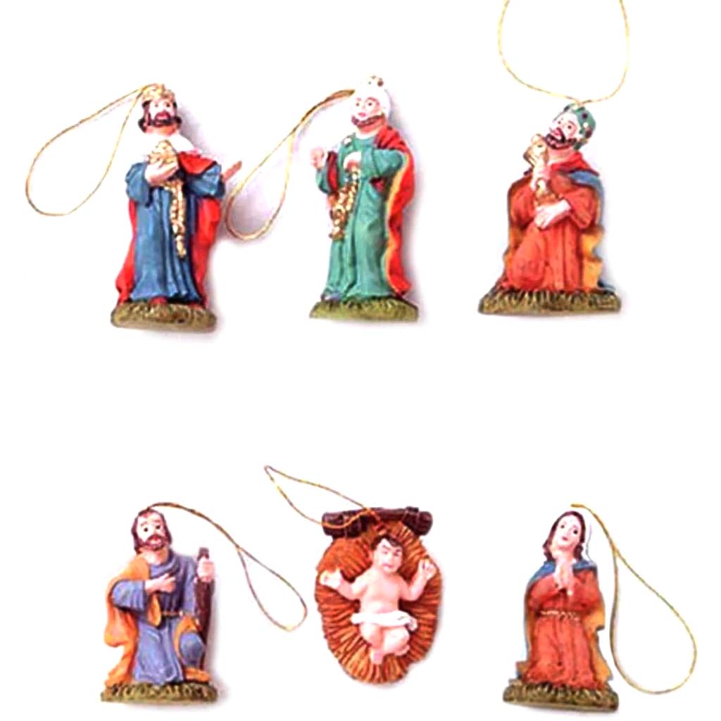 Nativity Ornaments with Blister Card Set 1.25 inches 6 pieces 