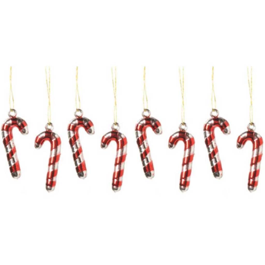 Candy Canes Metallic Ornaments 8pcs 