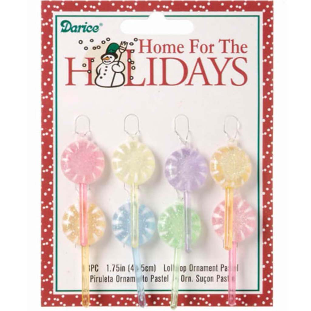 Lollipop Ornaments Glitter Pastel 1.75in 8pc 