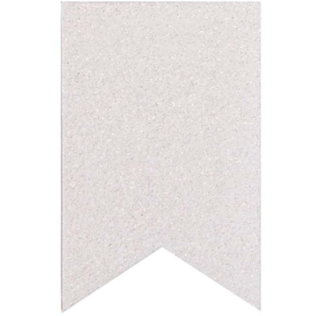 White Glitter Blank Fishtail Banners: Chipboard, 3 x 4 inches, 10pcs 