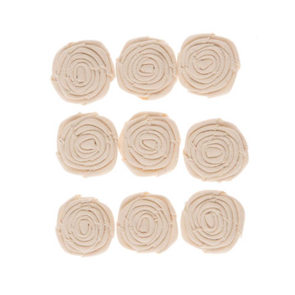 Natural Canvas Fabric Roses 1.5in 9pcs