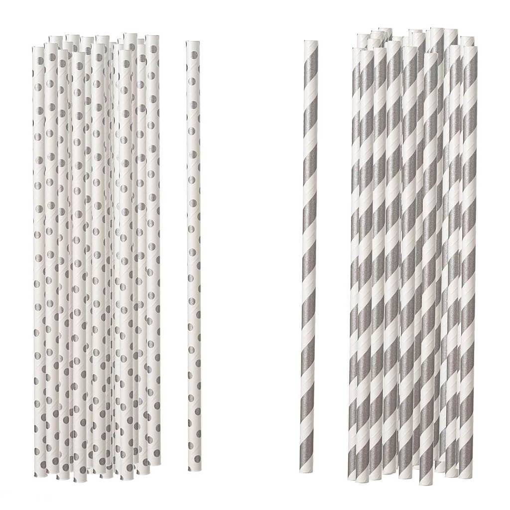 STRAWS PPR 100CT SILVER 