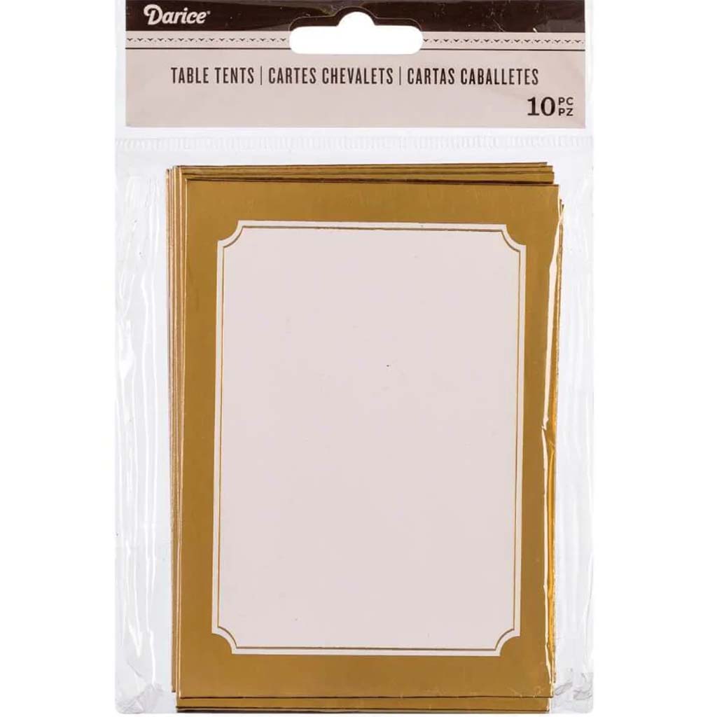 Metallic Gold Table Tent Cards 10ct 