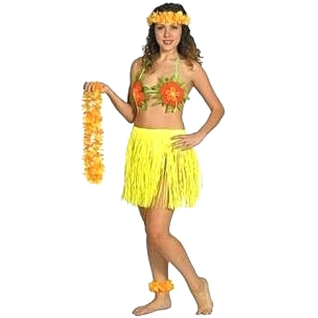 Skirt Mini Hula Adult 36 x 16in Yellow