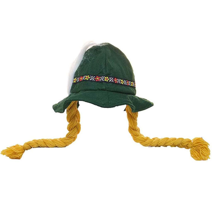 Alpine Hat with Braids & Feather 