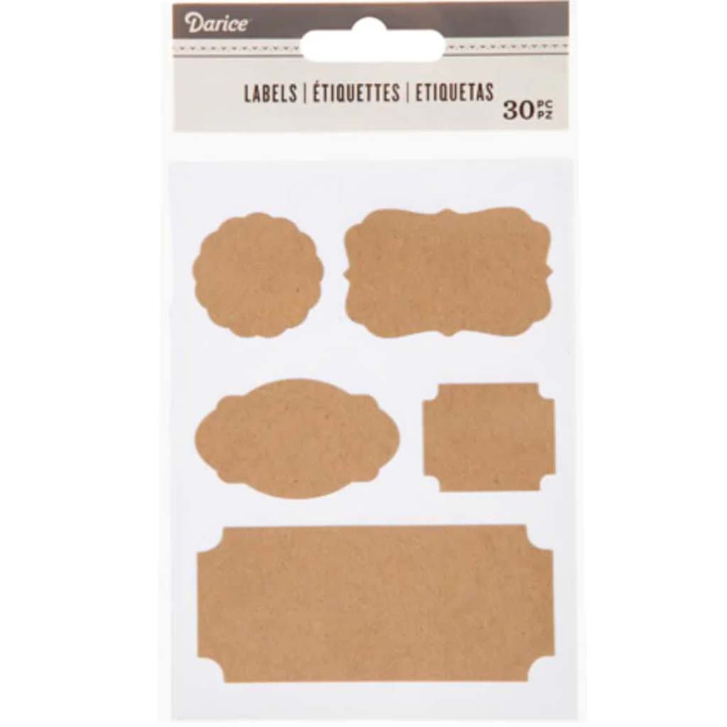 Kraft Frame Labels: Assorted Shapes, 30 pieces 