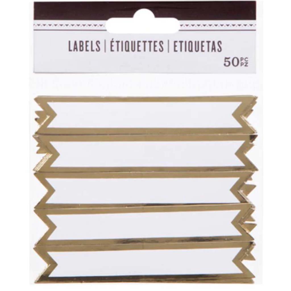 Gold Bordered Flag Frame Labels: 3.5 x .625 inches, 50 pieces 