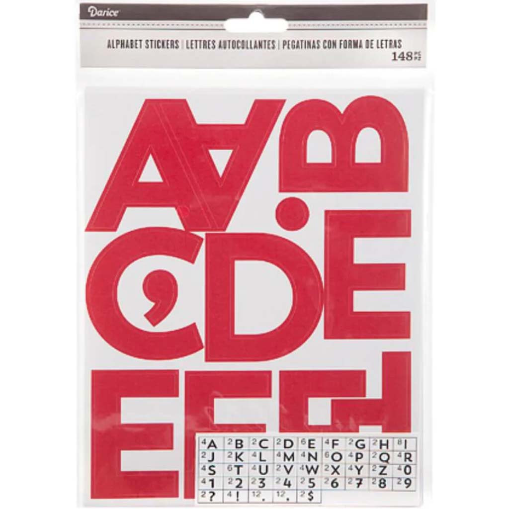 Red Alphabet &amp; Number Stickers: 2.5 inches, 148 pieces 