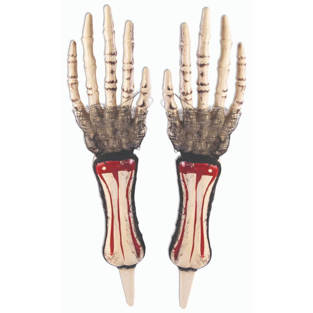 Skeleton Hand Stake with Gauze Props 2pcs