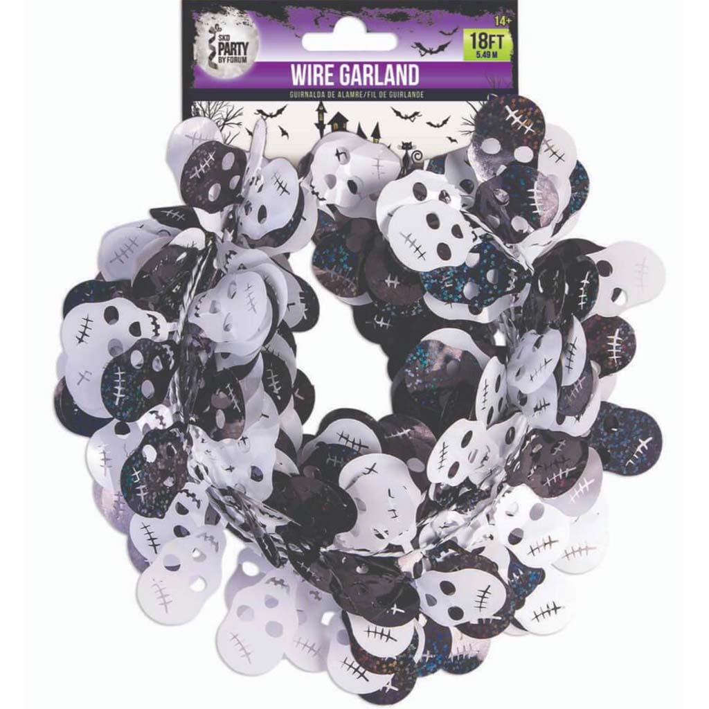 Wire Skull Garland 18ft