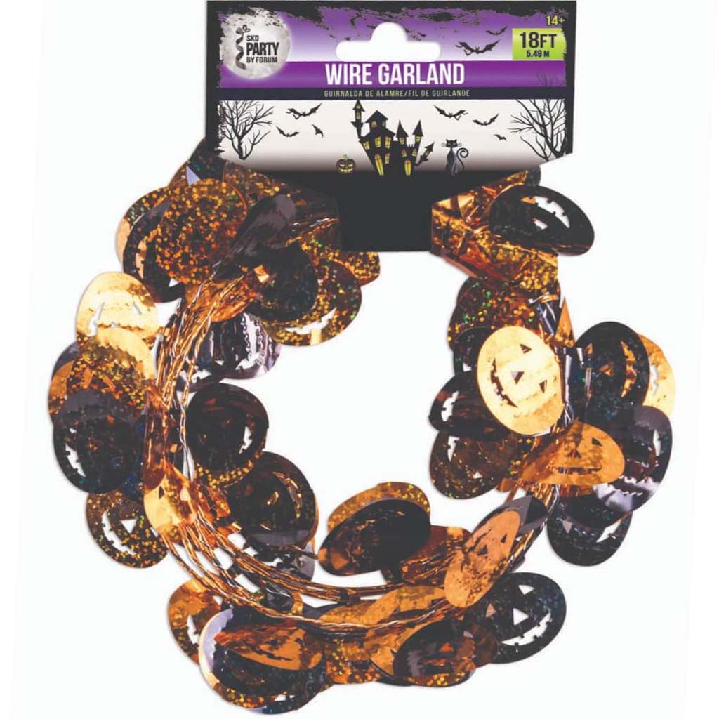 Wire Pumpkin Garland 18ft