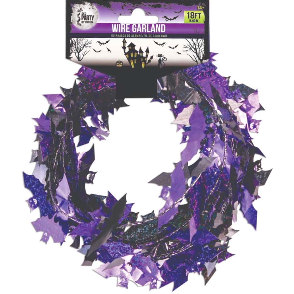 Wire Bats Garland 18ft