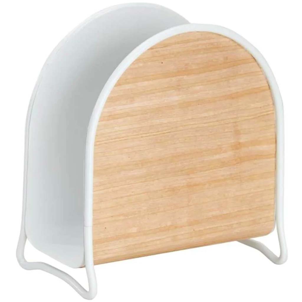 REALWOOD NAPKIN HOLDER WHITE/LIGHT WOOD FINISH 