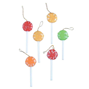 Lollipop Ornaments Assorted Colors 3/4inch 6 pieces 