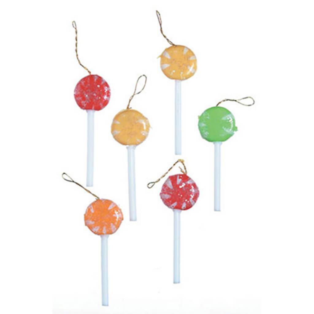 Lollipop Ornaments Assorted Colors 3/4inch 6 pieces 