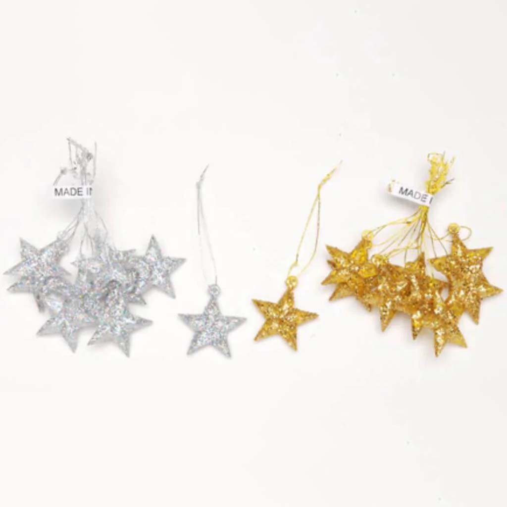 Star Gold Laser Glitter Plastic Ornaments 