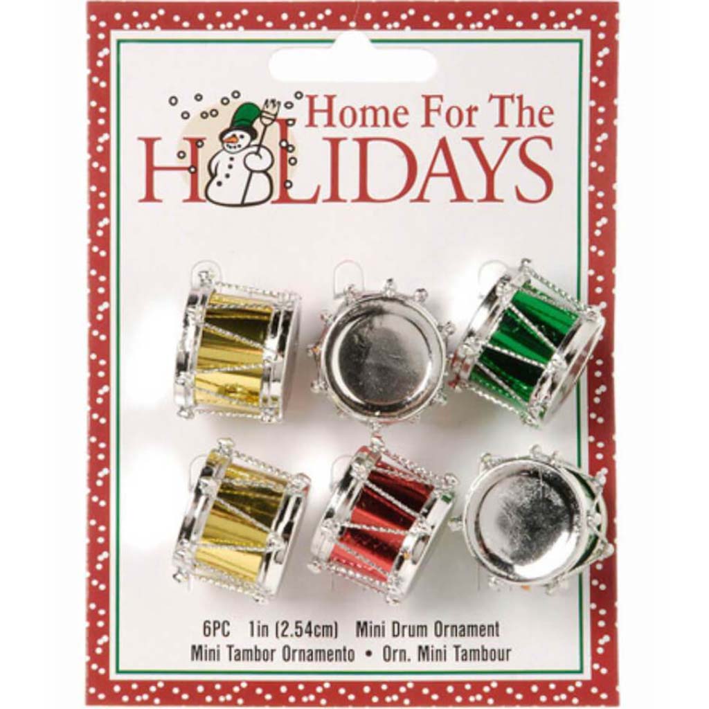 Mini Drum Ornaments 1in 6pcs 