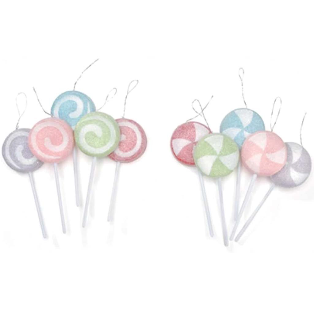 Lollipop Sugared Opaque Pastels Ornaments 4in 5pcs 