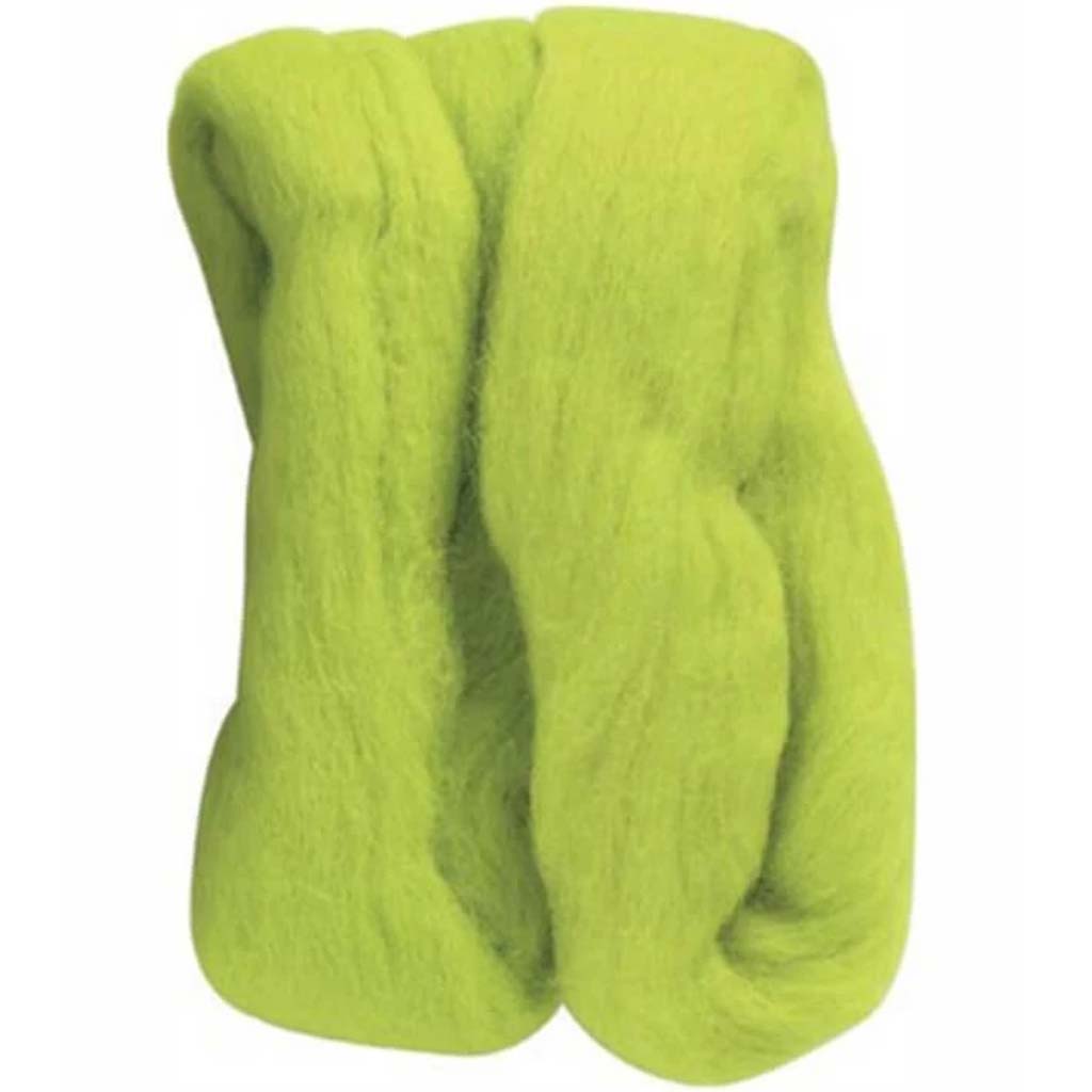 Natural Wool Roving Limegreen 