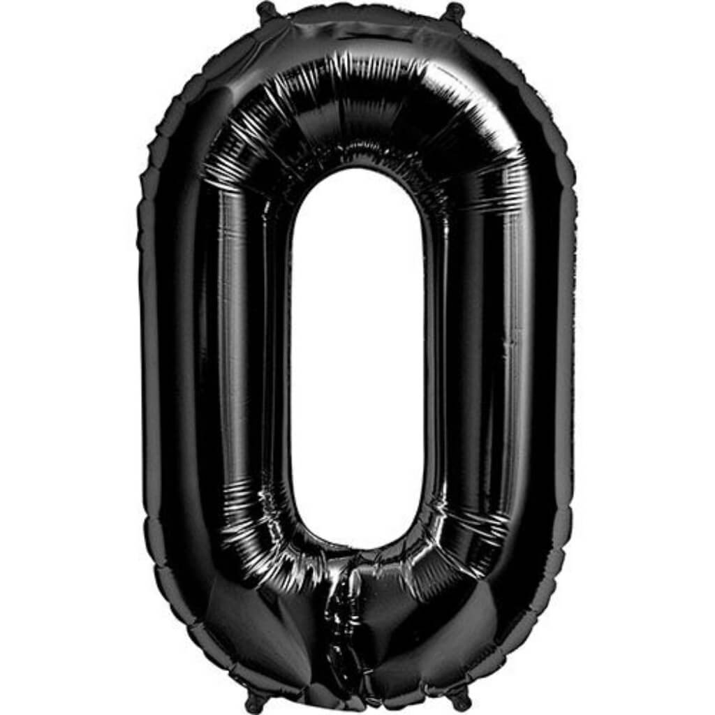 Foil Balloon Number 0  34in Black