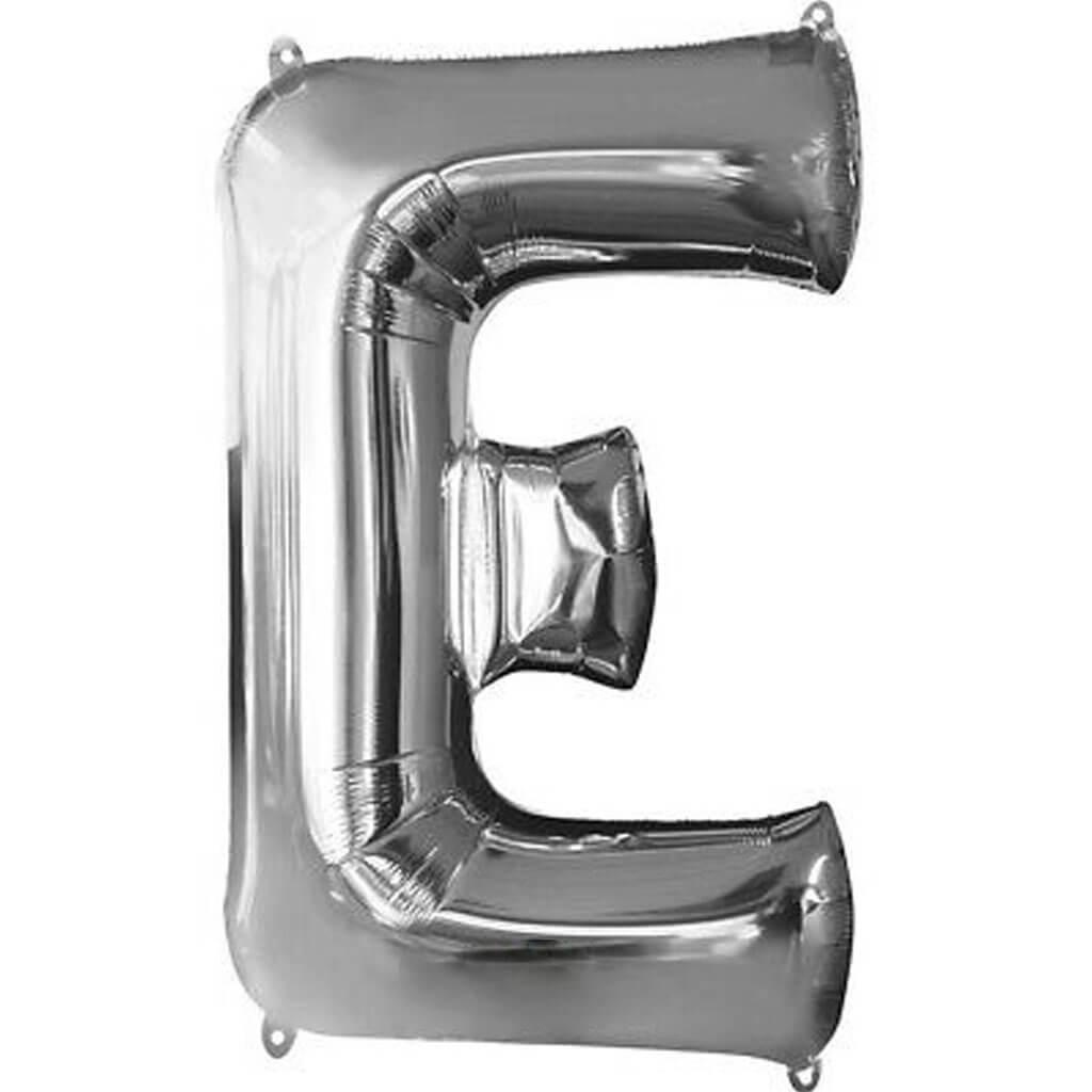 Foil Balloon Letter E 32in Silver